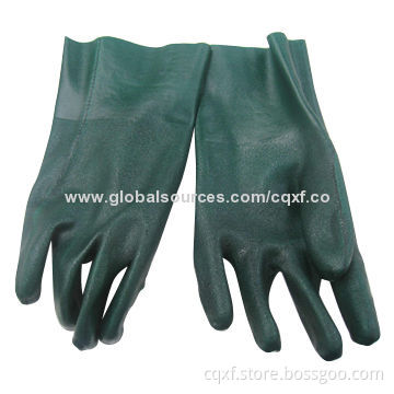 PVC double dipped sandy finished gloves, interlock liner
